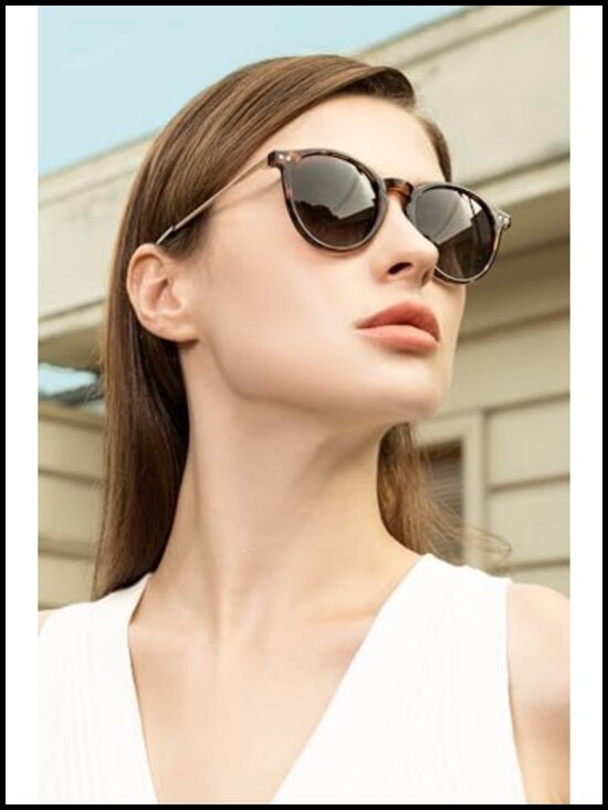 Round Polarized Sunglasses UV400 Protection Acetate Frame Metal Arm Category 3